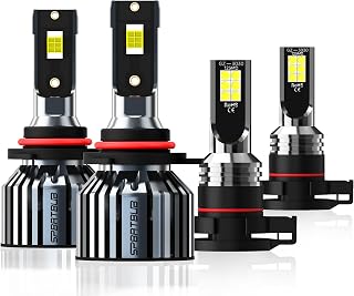 Compatible With GMC Sierra 1500 2014 2015 Led Headlight Bulbs,9012/HIR2 High Low Beam + 5202/h16 LED Fog Light Bulbs, 4-Pack