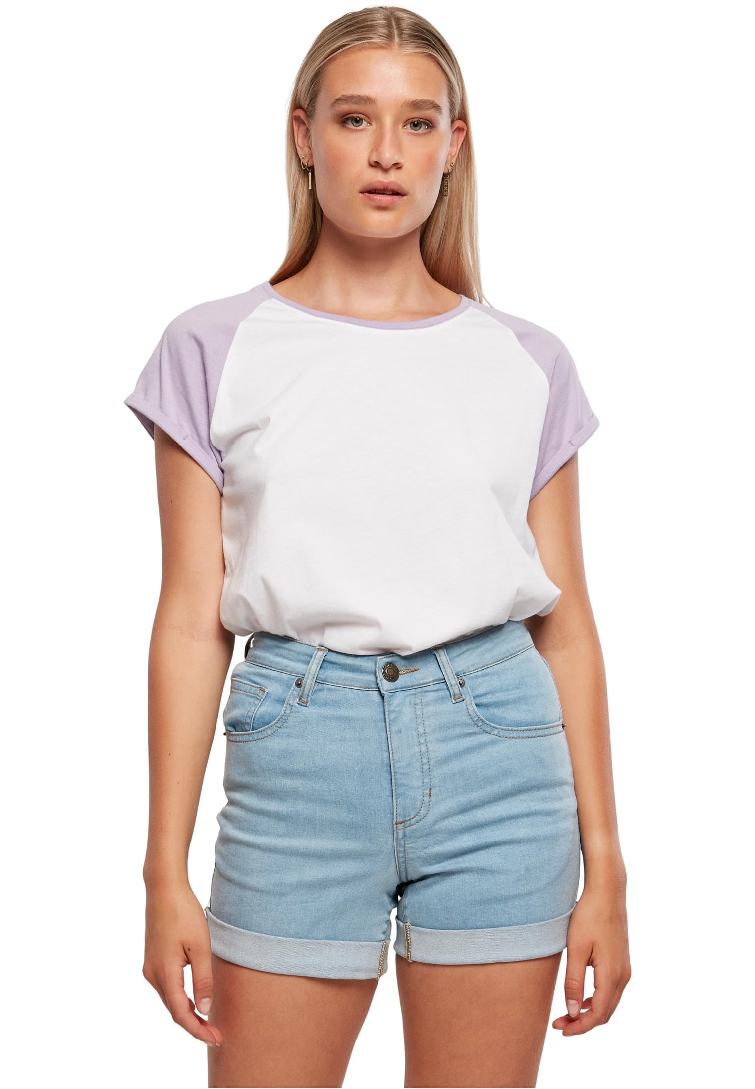 Urban Classics Ladies Contrast Raglan Tee Women's T-Shirt Charcoal/Black Wide
