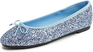 Feversole Women's Macaroon Glitter Colorful,Cojín de Espuma con Memoria Colorida Macaron para Mujer, diseño Plano de Charol
