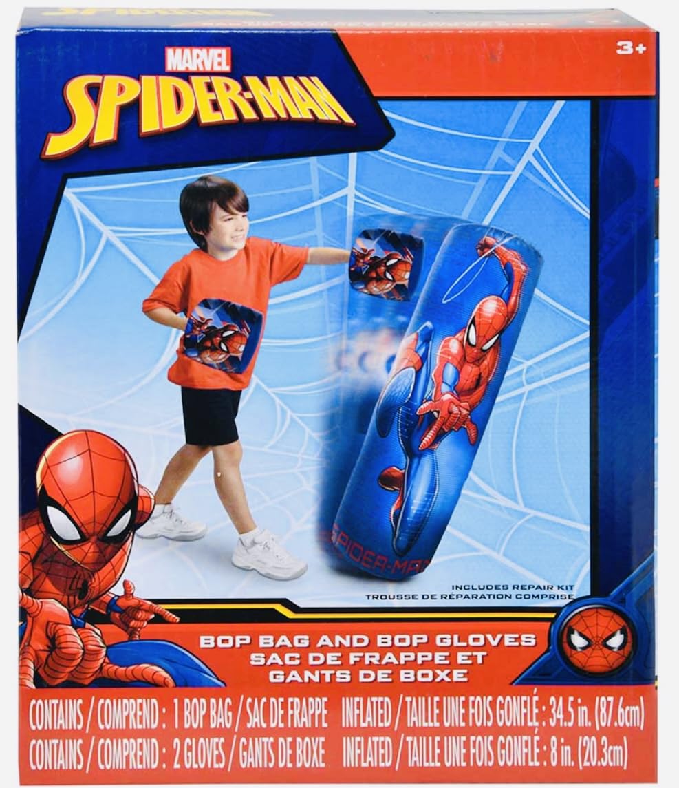 Spiderman Spider-Man Inflatable Bop Bag & Bop Gloves Set Kids Punching Bag with 