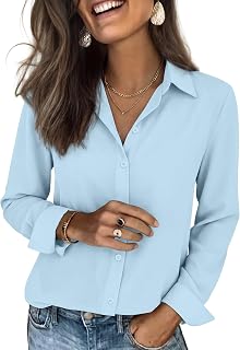 siliteelon Striped Shirt Women Button Down Long Sleeve Work Dress Shirt