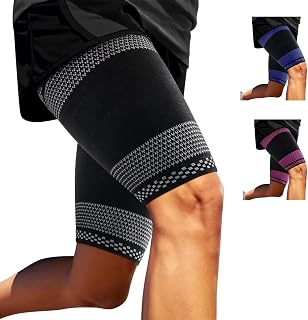 ABYON Thigh Support for Men and Women, Pack of 2, Thigh Compression Breathable Non-Slip for Hamstring, Quad, Groin Pain, Muscle Fibre Tear, Cramps