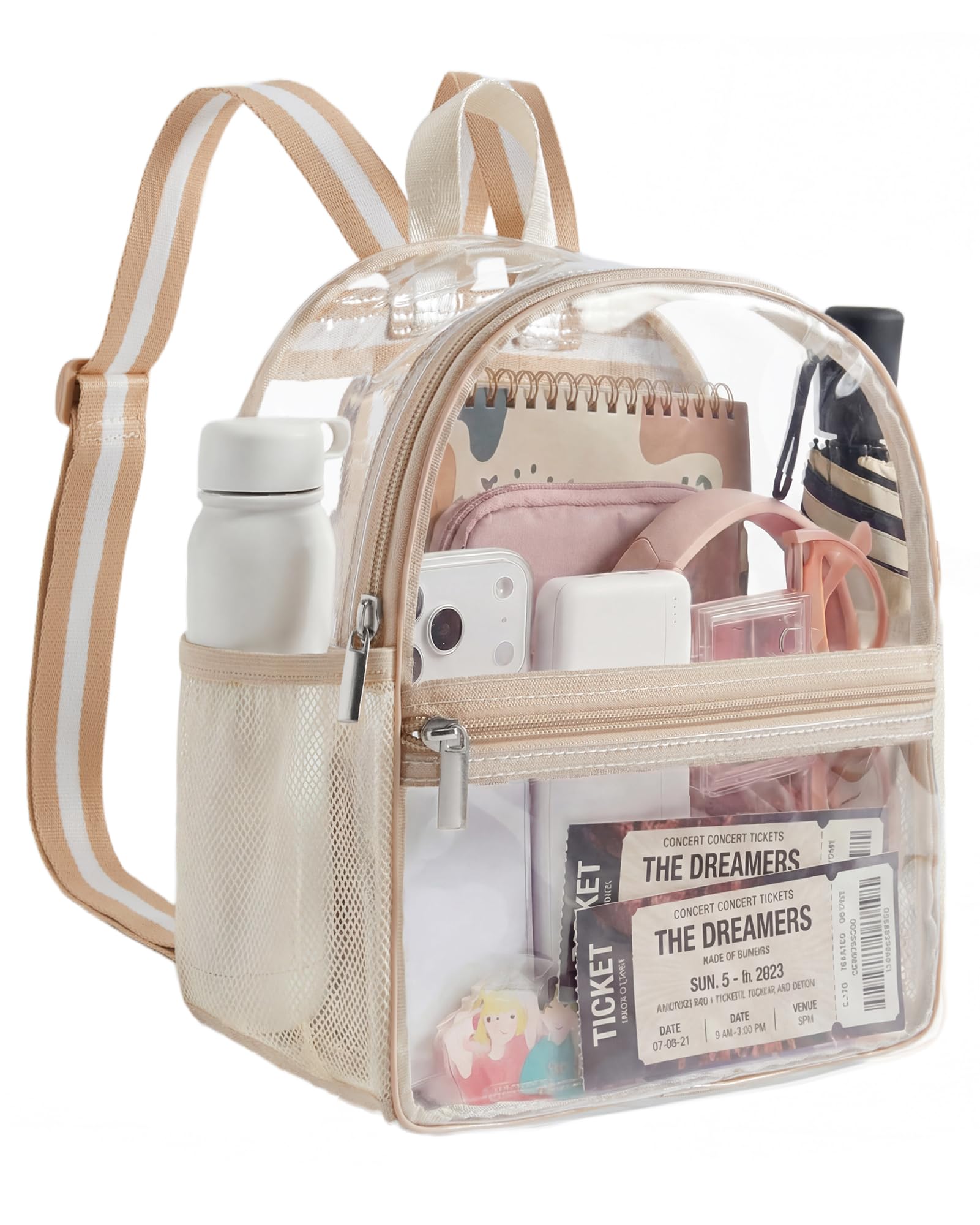 Missnine Small Clear Backpack for Stadium Events Anti-theft Mini Clear Bag for S