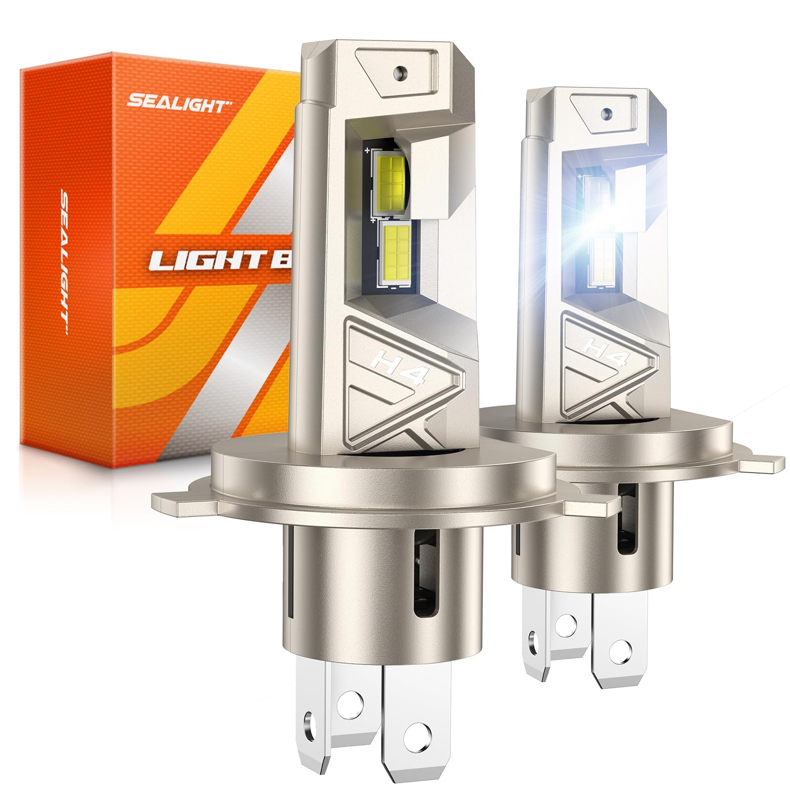 SEALIGHT H4 LED Bulbs, 66000LM Super Brighter, 6500K Cool White 9003 Driving Lig