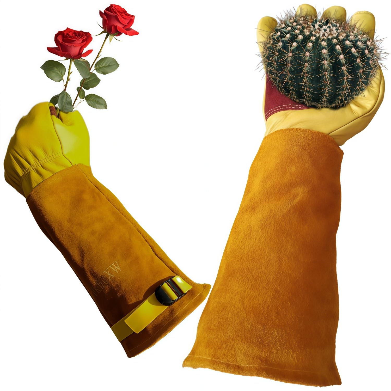 wfkwcxw Cow Leather Adjustable Thorn Proof Gardening Gloves | Cactus Handling,Ro