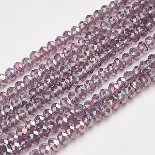 1050pcs 3x2mm Round Faceted Glass Beads Medium Purple Bicone Glass Beads Loose Spacer Beads for DIY Crafts Friendship Bracelets Necklace Making