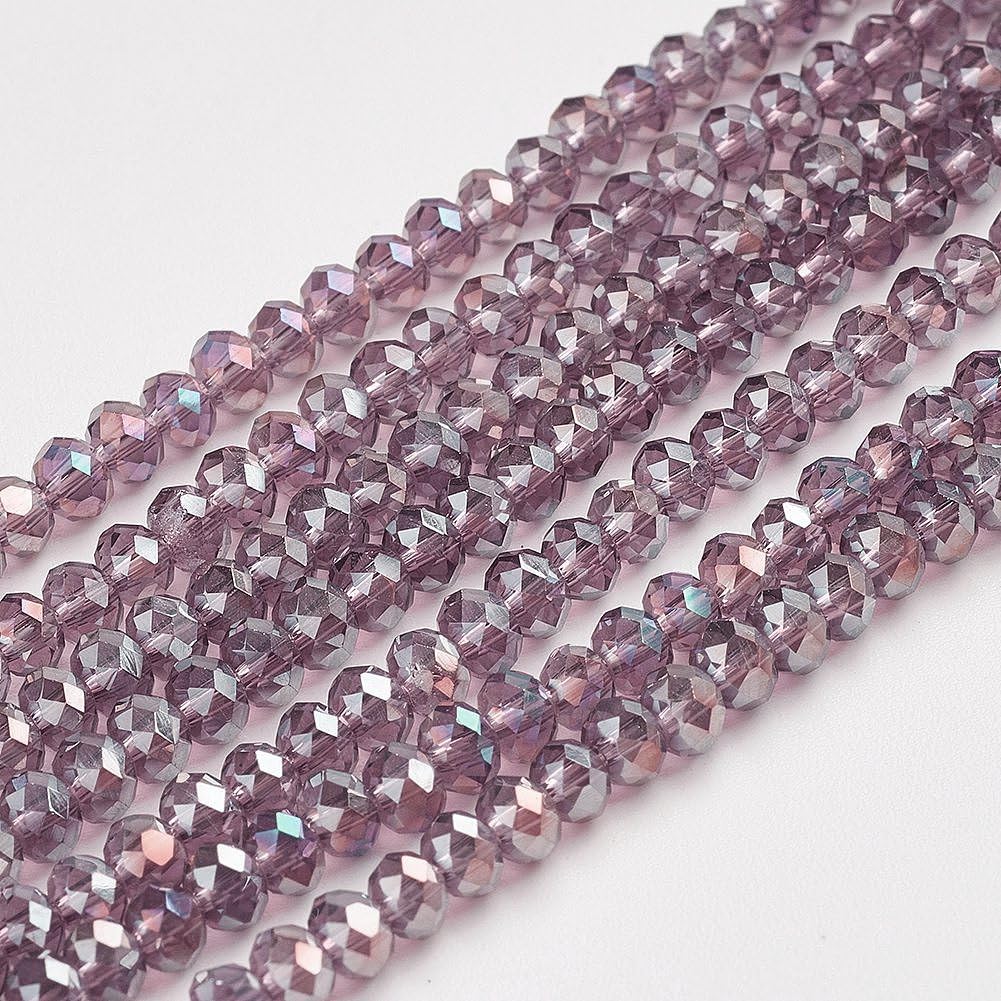 1050pcs 3x2mm Round Faceted Glass Beads Medium Purple Bicone Glass Beads Loose S