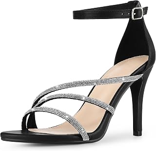 Allegra K Women's Open Toe Rhinestone Strappy Stiletto Heels Sandals