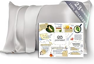 PROMEED 100% Mulberry Silk Pillowcase King for Hair and Skin with Zipper, Both Sides 23 Momme Pure Silk Pillow Case, Grade 6A+ Silk (King 20"x36", Light Grey)