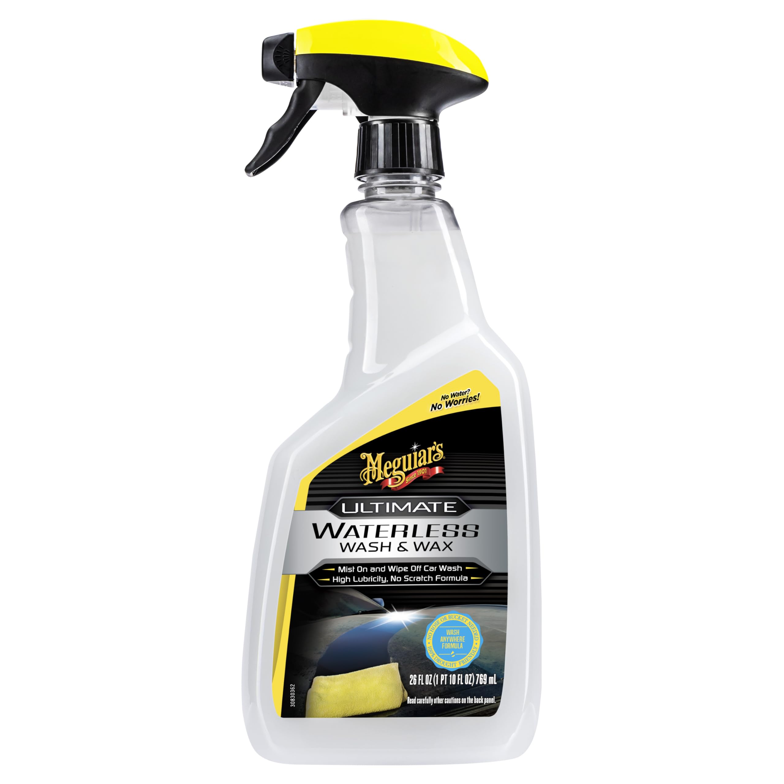 Meguiar's Ultimate Waterless Wash and Wax, 769 ml | No-Scratch Formula Gently Cl