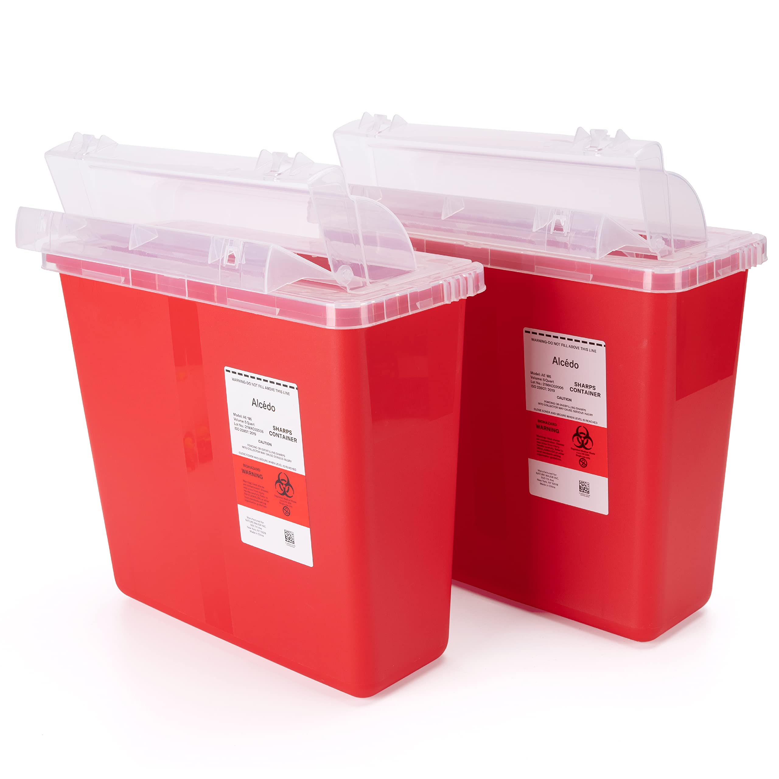Alcedo Large Sharps Container 5 Quart (2-Pack) Home & Professional Use | Biohaza