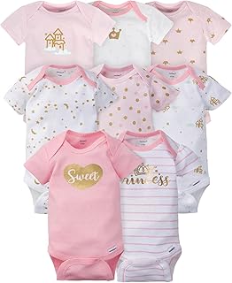 Gerber Baby Girls 8-pack Short Sleeve Onesies Bodysuits Baby and Toddler T-Shirt Set (pack of 8)