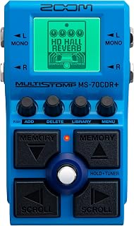 Zoom MS-70CDR+ MultiStomp guitar multi-effects pedal for reverb and modulation | 149 different effects | Chorus | Delay | Reverb | Phaser | Flanger | Tremolo | Vibrato and many more | blue