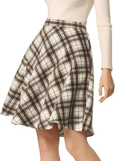 Allegra K Women's Plaids Vintage Tartan Elastic Waist Short A-Line Skirt