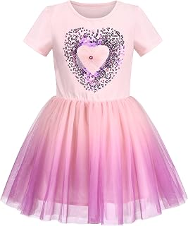 Sunny Fashion Girls Dress Summer Short Sleeve Tulle Birthday Party 4-10Y