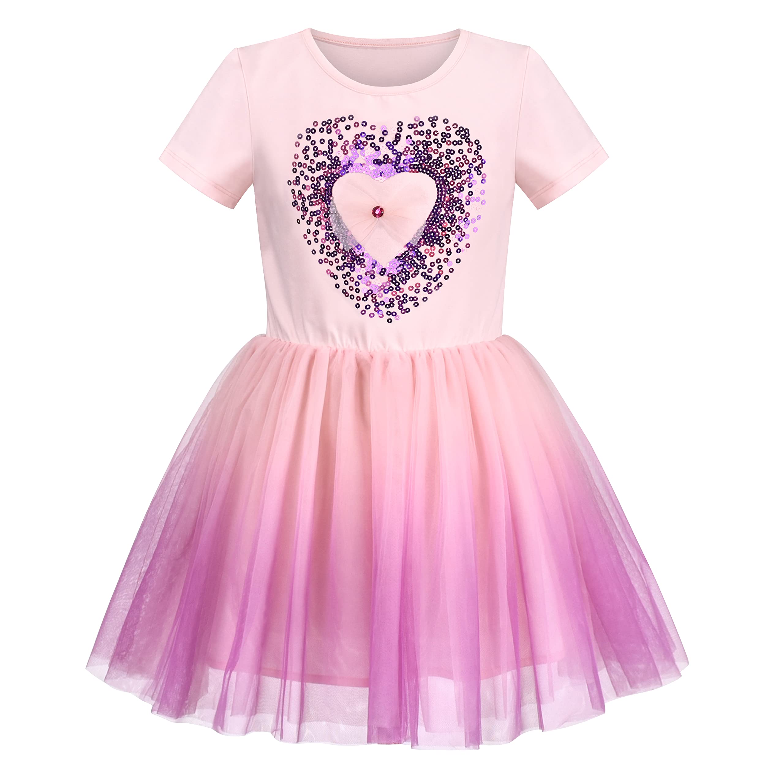 Sunny Fashion Girls Dress Summer Short Sleeve Tulle Birthday Party 4-10Y