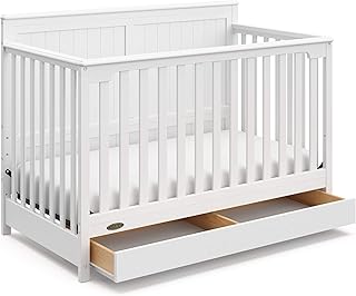 Graco Hadley 5-in-1 Convertible Crib with Drawer, White | GREENGUARD Gold Certified, Fits Standard Crib Mattress, Converts to Toddler Bed, Daybed and Full Bed, Crib with Storage