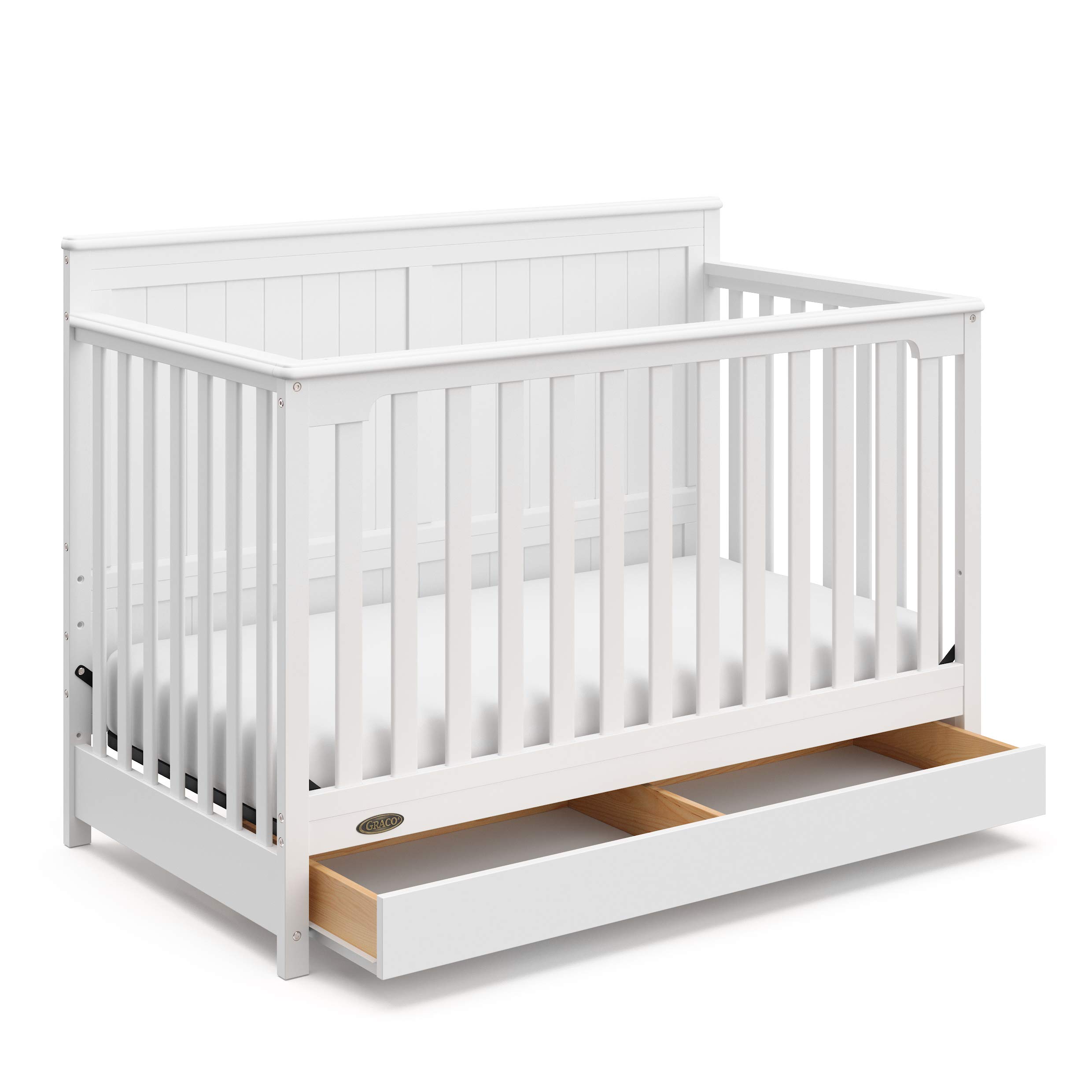 Graco Hadley 5-in-1 Convertible Crib with Drawer, White | GREENGUARD Gold Certif