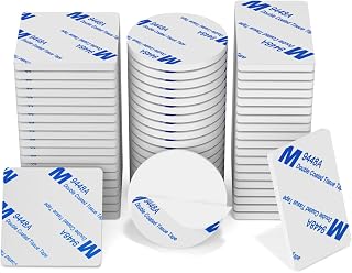 HOMMAND Double Sided Adhesive Tape, 60 Pieces Extra Strong Adhesive Pads, Double-Sided Foam Adhesive Tape Pads, Rectangle & Square & Round, for Home Office Car, White