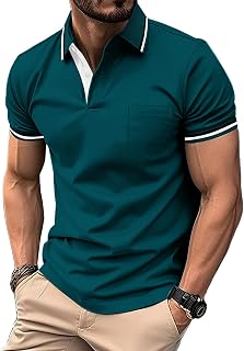 zitysport Men's Polo Shirt Sleeve with Chest Pocket Golf Polo Breathable Quick Dry Poloshirt Sport Man Slim Fit Tshirt Summer Shirt Man