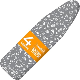 Ironing Board Cover and Pad Extra Thick Heavy Duty Padded 4 Layers, Silver Coated Ironing Board Cover, Non Stick Scorch and Stain Resistant Standard Size 15x54 inch with Elasticized Edges (Soft Grey)