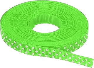 Grosgrain Ribbons 10 Yards 3/8" Bright Green White Dot Ribbons for Decoration Crafts Gift Wrapping Wedding