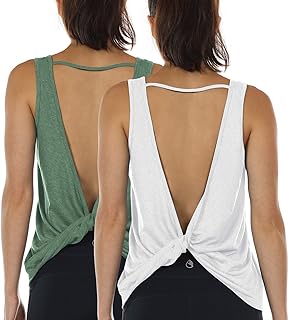 icyzone Women's Sleeveless Sports Tank Top Yoga Shirt Open Back Gym Exercise Running Tank Tops