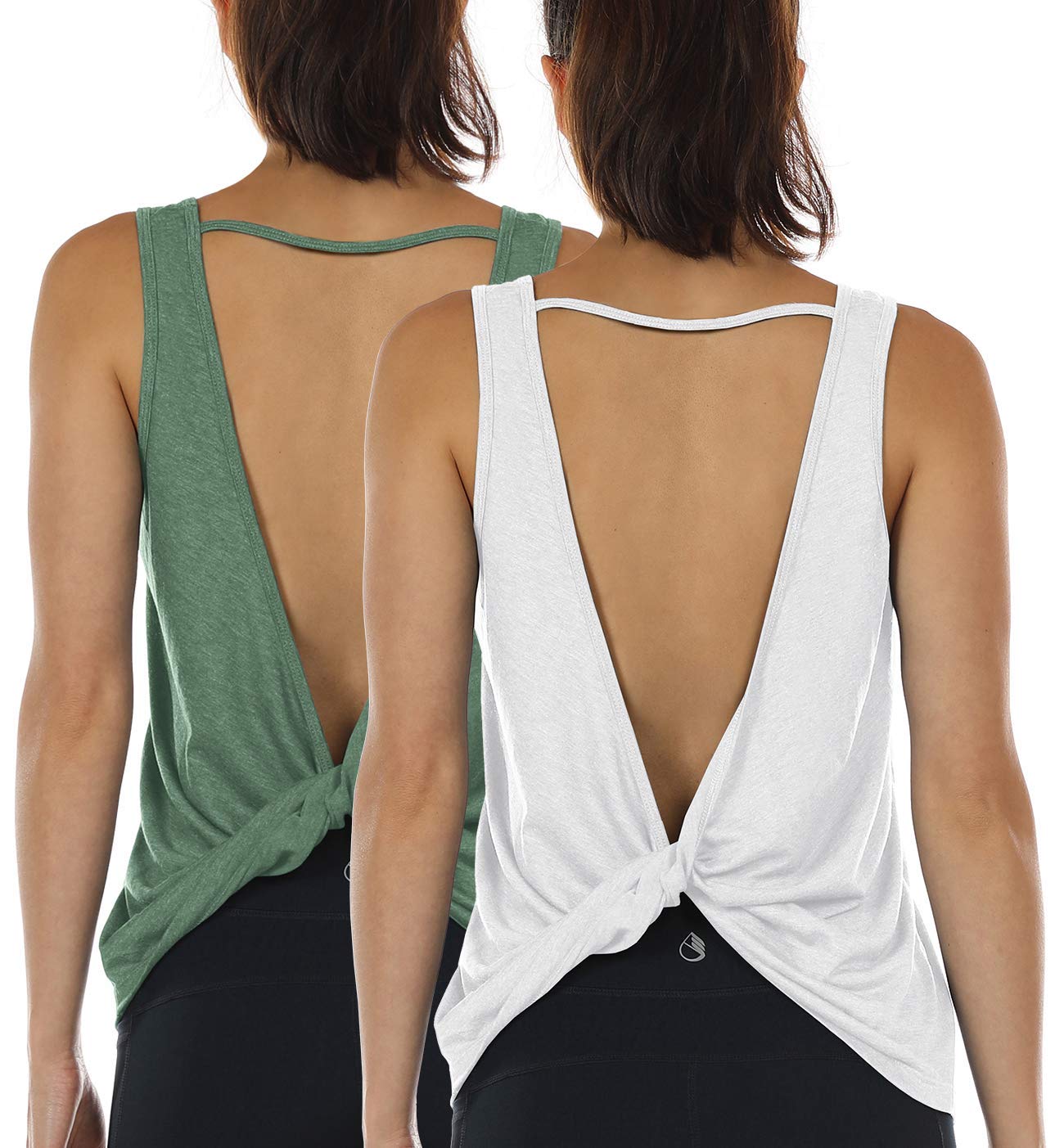 icyzone Women's Sleeveless Sports Tank Top Yoga Shirt Open Back Gym Exercise Run