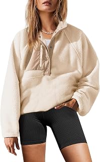 Yanekop Womens Fleece Pullover Jacket Sherpa Sweatshirt with Pockets