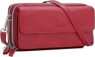 Lanyani RFID Crossbody Wallet Wristlet Purse with Phone Pocket For Women Vegan Leather