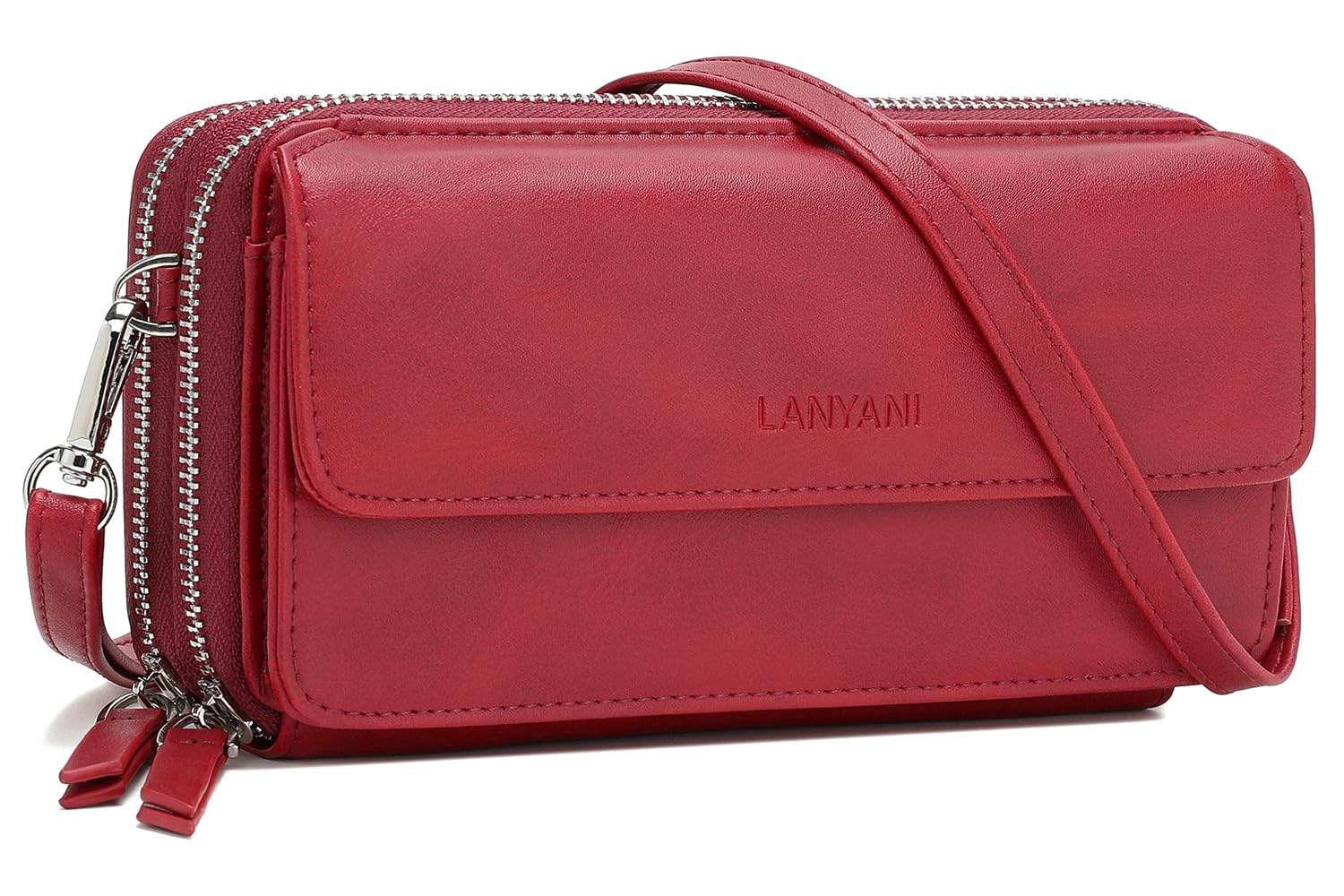 Lanyani RFID Crossbody Wallet Wristlet Purse with Phone Pocket For Women Vegan L