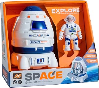 Wbzle Space Ship Toy, Space Capsule Rocket Toys with Lights and Sound, Astronaut Toys for Outer Space Adventure, Space Toy Playset Gift for Kids 3 4 5 6 7 8
