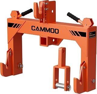 CAMMOO 3-Point Quick Hitch with 2" Receiver, Orange | Extra Versatile Adapter, Category 1 Adaptation, No Bushing Required, 3000LBS Lift Capacity