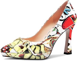 Castamere Women's High Platform Heel Heel Pointed Toe Slip-On Metal Chain Pumps Wedding Office Casual 10 CM Heels
