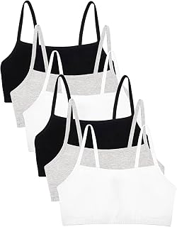 Fruit of The Loom Cotton Sports Bra with Thin Straps, Pack of 3, Fashionable Colours Women's Sports Bra (Pack of 3)