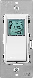 Leviton Decora Programmable and Astronomical Timer Switch for Lights and Motor Loads, Neutral Wire Required, Single Pole or 3-Way, VPT24-1PZ, White with Ivory and Light Almond Faceplates