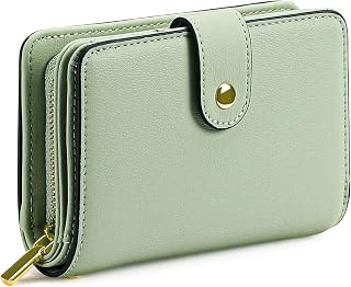 GAEKEAO Ladies Leather Purse RFID Blocking Women's Wallet Bifold Ladies Credit Card Wallet with Zip Around Coins Section Real Leather Purse