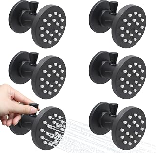 2-Inch Brass Shower Body Spray Jets with On Off Switch Round Showerhead Body Sprays Wall Mount Massage Spa Jet, 2-Function, Flow control and 360° rotation (Matte Black)