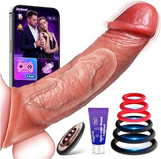 FYSHAVO Penis Sleeve Cock Sleeve Vibrator Realistic Extender for Men | Vibrating Penis Enlarger with Elastic Cock Ring, Soft Silicone, AI App & Remote, 6 Rings, Couples Adult Sex Toy Fetish Wear