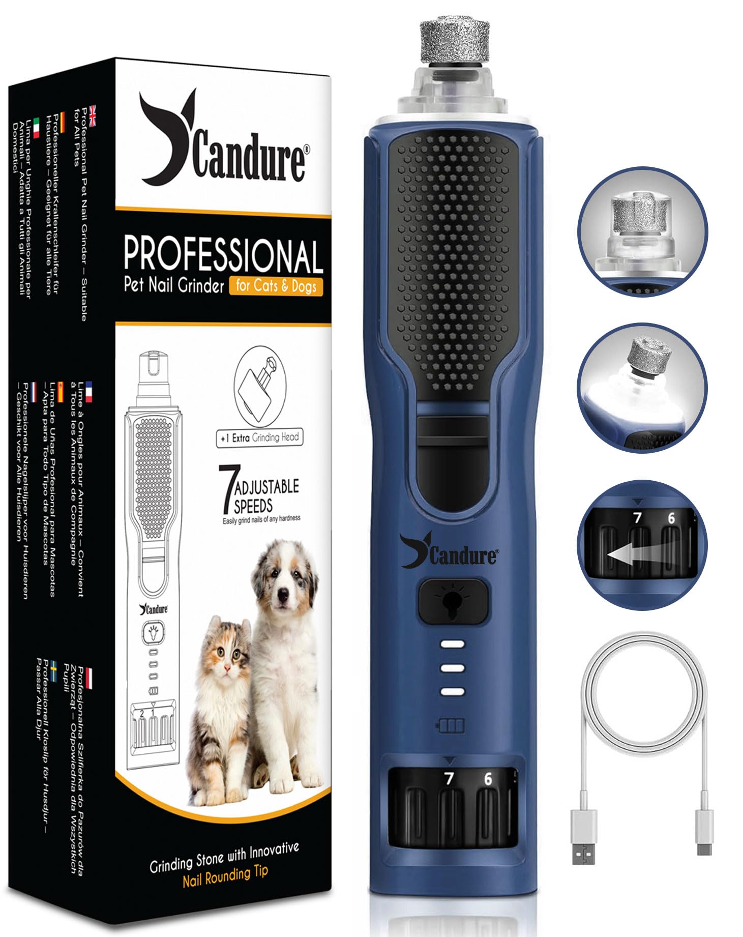 Candure Dog and Cat Nail Clippers with Safety Protector – Stainless Steel Profes