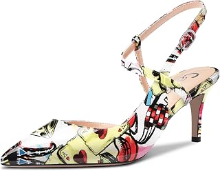 Castamere Women's Medium Pointed Toe Kittens Heel Ankle Strap Pumps Slingback Dress Sandals Buckle Office Shoes 6.5 cm Heels