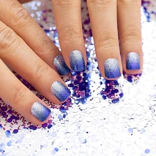 96pcs Full Wrap Nail Stickers Gradient Glitter Self Adhesive Gel Nail Strips Decals for Women DIY Manicure Decor Tips (6pcs)