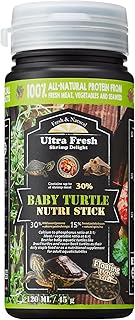 Ultra Fresh Floating Baby Turtle Food, All Natural Ingredients, Wild Sword Prawn, Calcium Vitamin D Enriched for Picky Aquatic Turtles, Baby Turtle Nutri Stick 1.6 oz