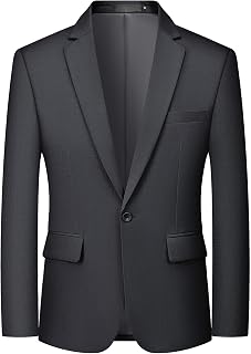 MAGE MALE Men's One Button Suit Jacket Elegant Solid Color Blazers Slim Fit Lightweight Sport Coats Blazer