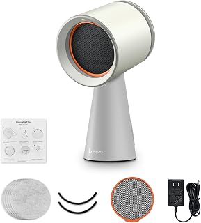 AMZCHEF Portable Range Hood, 3-Speed Desktop Exhaust Vent Fan,CreamWhite | Desktop kitchen vent fan with large oil cup, washable aluminum filter. Low-noise, 3 speeds. Ideal for indoor BBQ,RV
