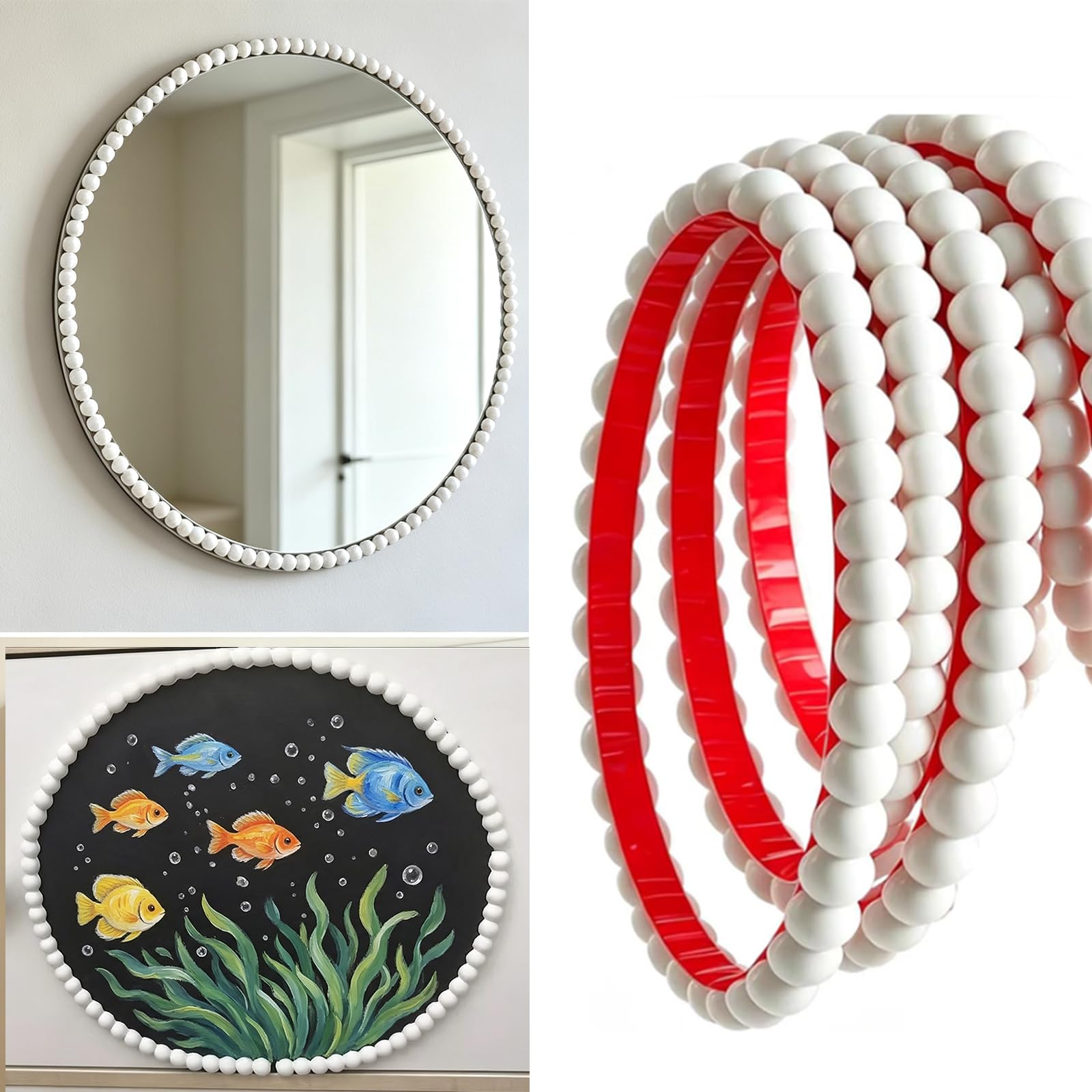 Paintable Beaded Molding Trim, Flexible Self Adhesive DIY Craft Decorative Strip