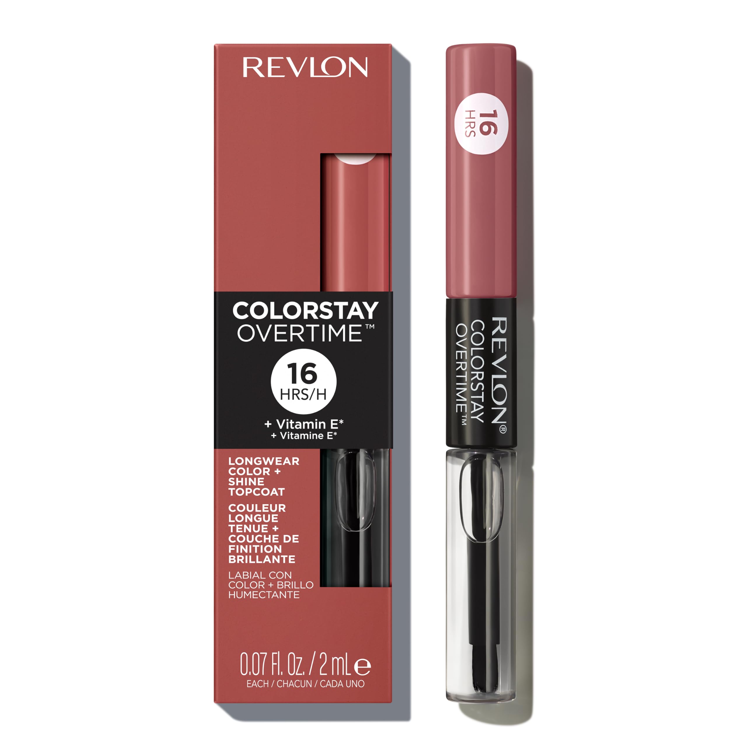 Revlon ColorStay Overtime Lipcolor, 350 Bare Maximum, 0.07 fl oz | Dual-ended li