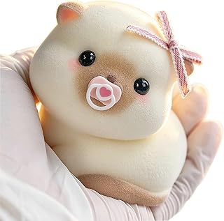 Handmade Taba Squishy Cat Baby Toy, Cute Squishy Stress Relief Fidget Toy | CUTE SQUEEZE Soft Non-toxic Silicone Butter Cheese Dumpling Squishy, Fuzzy Animal Sensory Toys for Kids Adults, Siamese