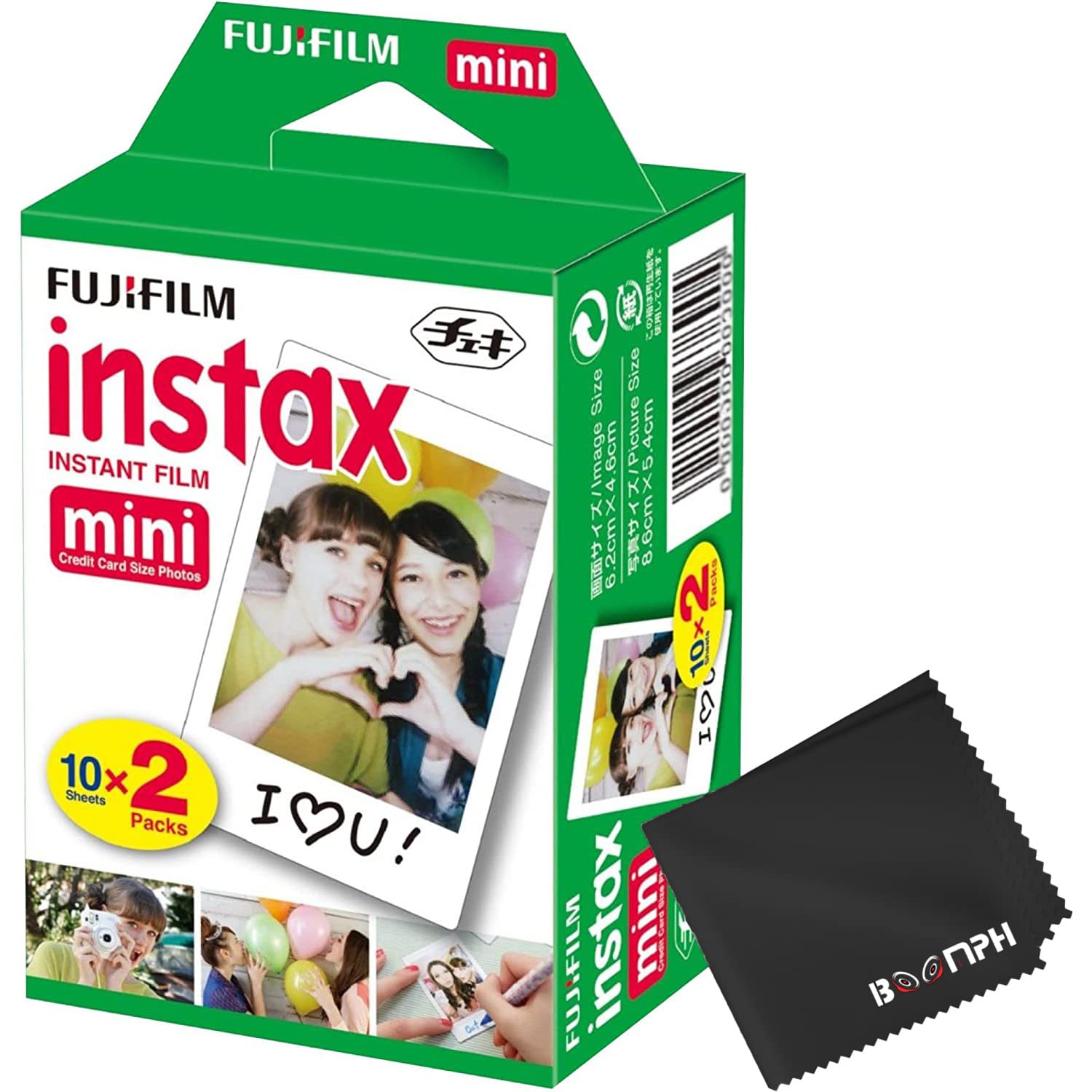 Fujifilm Instax Mini Instant Camera Film: 20 Shoots Total, (10 Sheets x 2) - Cap