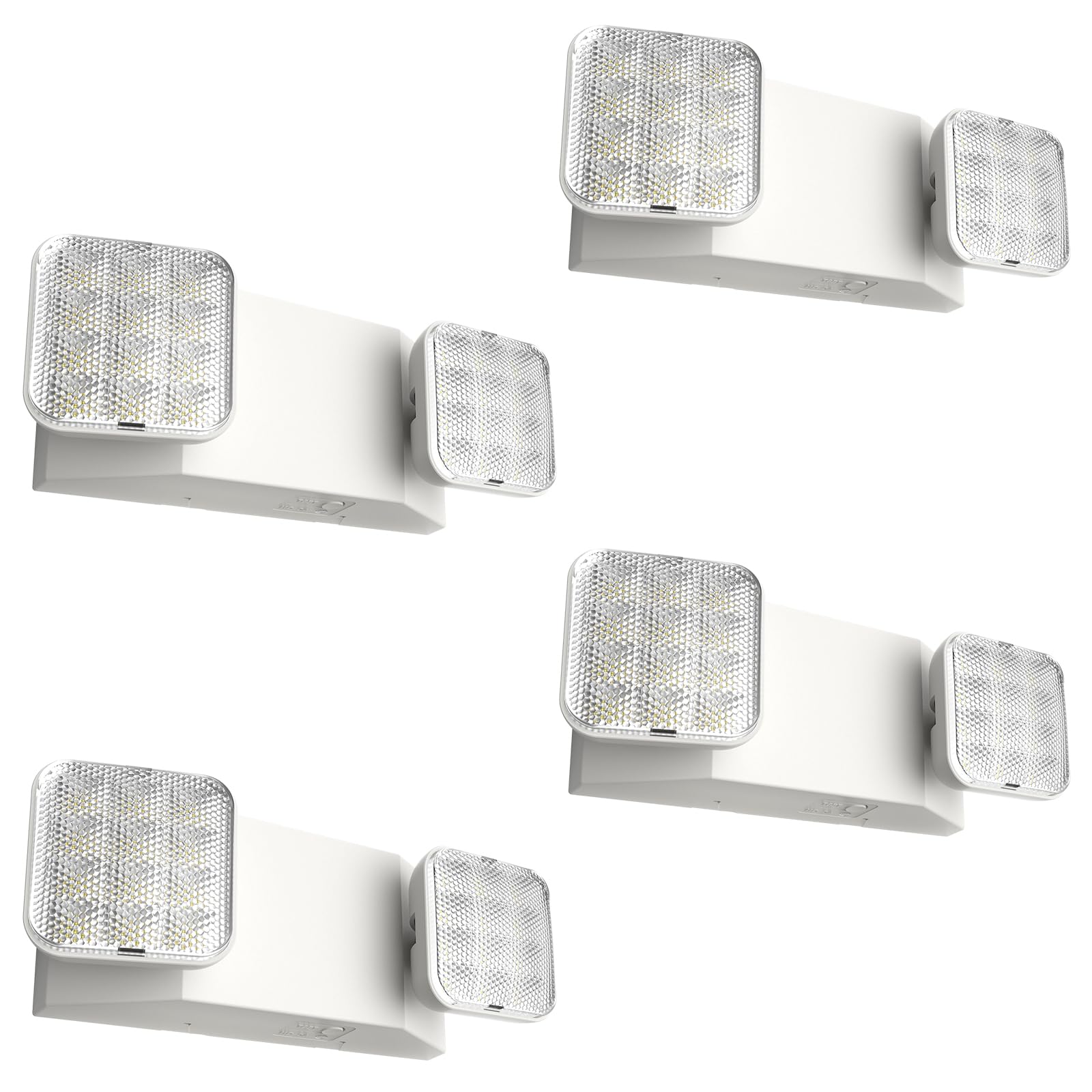 FREELICHT 4 Pack Emergency Lights for Business, Square Heads, 90min Battery | Ha